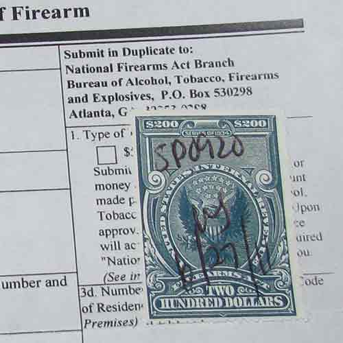 Form for with $200.00 NFA tax stamp for Class III device